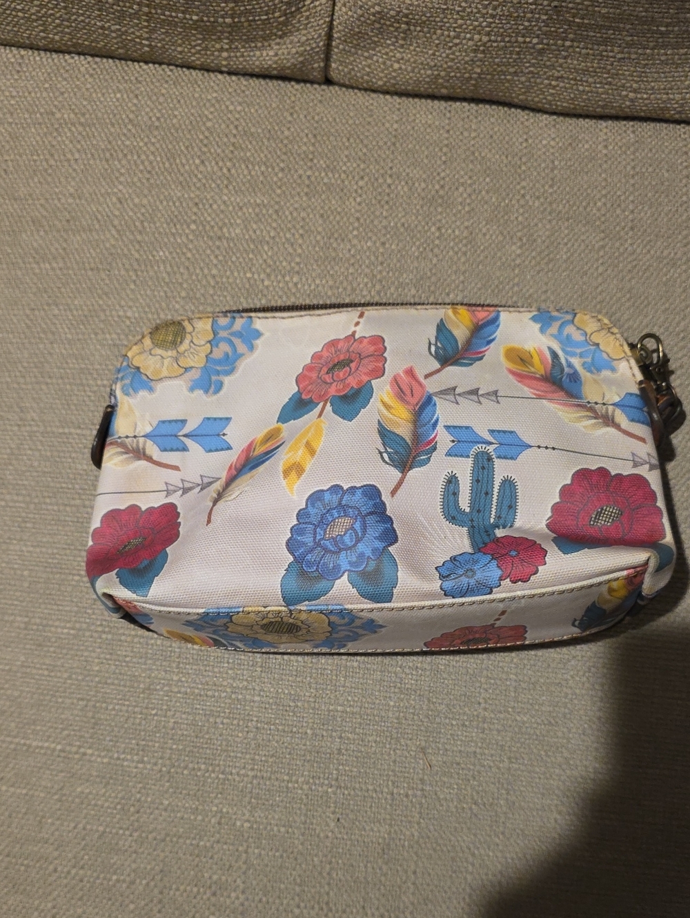 Floral Feather Print Crossbody Bag - White